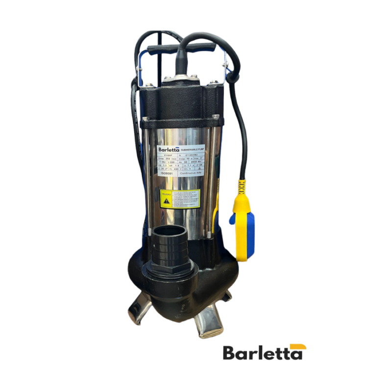 BOMBA SUMERGIBLE VB750F 1 Hp 220 VT, BARLETTA 2" paso de sólido 25 mm